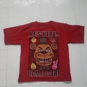 Five Nights At Freddy's Boys Kids Cotton Red Bear Kids Short Sleeve Size 7/8